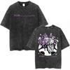 Vintage Washed Anime JoJo Bizarre Adventure Golden Wind Graphic Tshirts Mens Women Fashion Casual Oversized T Shirt Streetwear