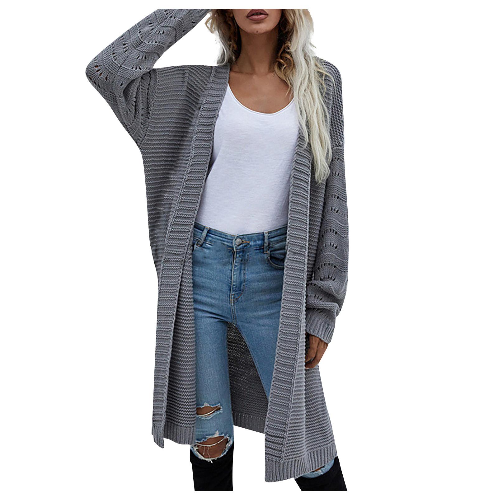 

(SU)Женский однотонный вязаный темпераментный модный свитер с длинными рукавами, кардиган, пальто