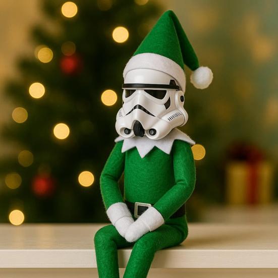 Stormtrooper na schodech Vánoční elfí panenka Sběratelská elfí figurka Dárky do punčochy na Vánoce Dekorace na domácí párty