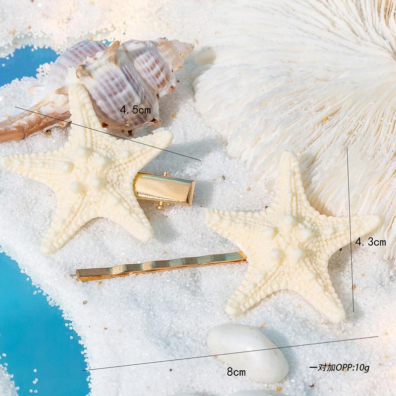 1Pair Starfish Shaped Hair Clip Ocean Theme Hair Accessories For Women Girls Resin Hairpins With Metal Clasp Hairpin