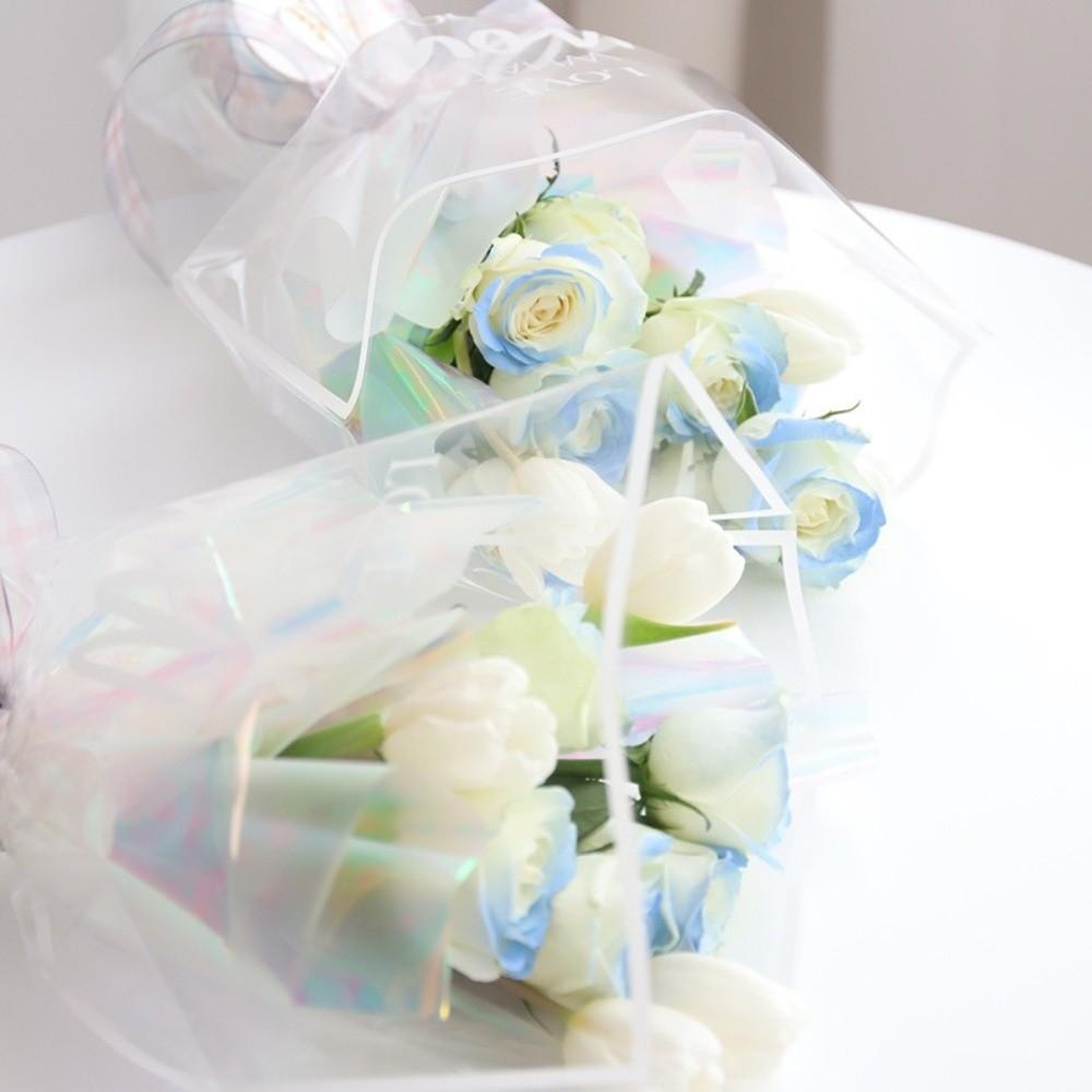 30 Pieces Transparent Flower Wrapping Bags Colorful OPP Bag Flower Arrangement Bags Waterproof Bouquet Packaging Bags