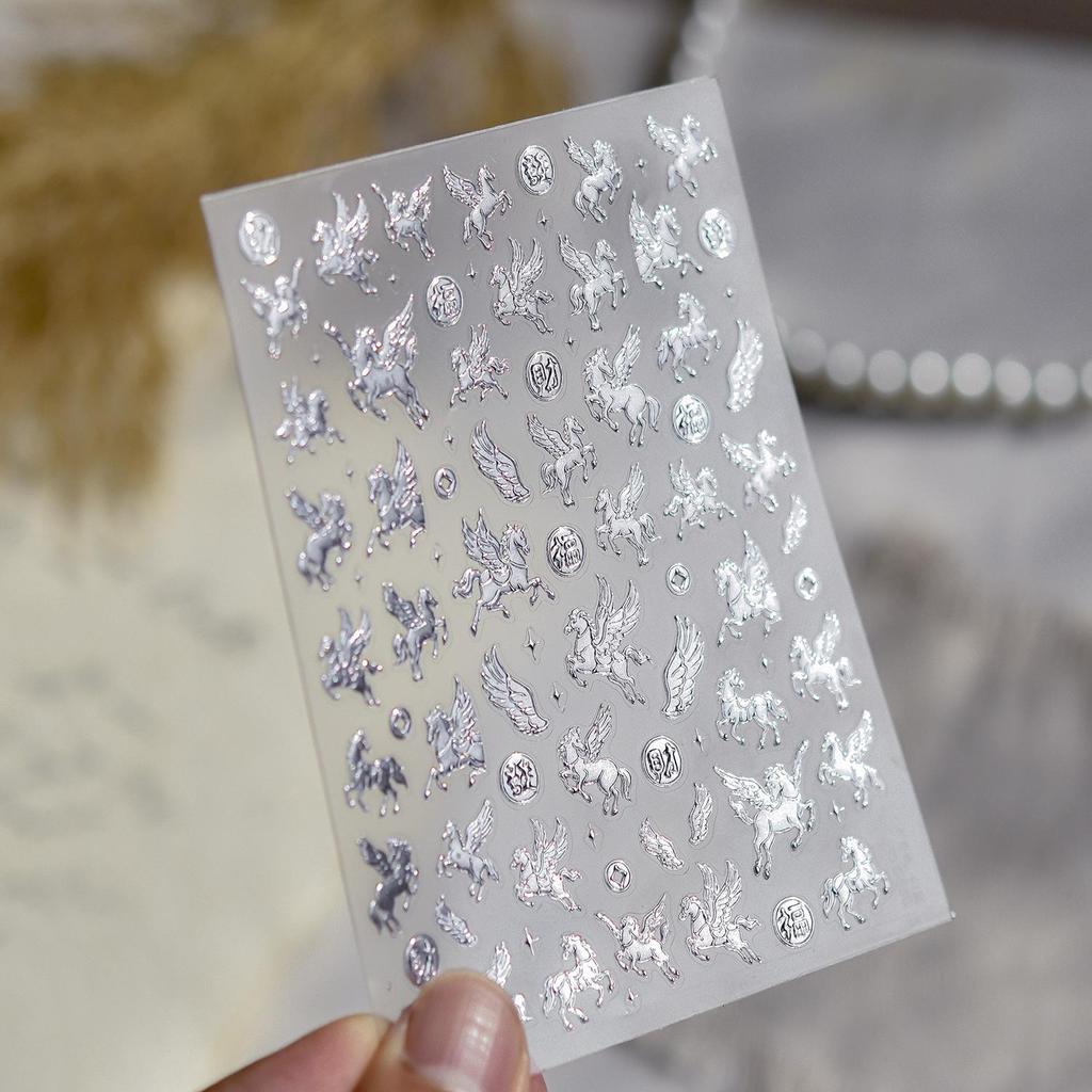 Tomoni Retro Pegasus and Swallows Nail Art Stickers - DIY Metal European & American Style Decorations