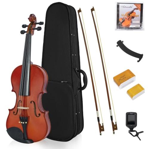 BQKOZFIN 4/4 Violin Beginner Set with 2 Bows, Tuner, Spare Strings, and Shoulder Rest