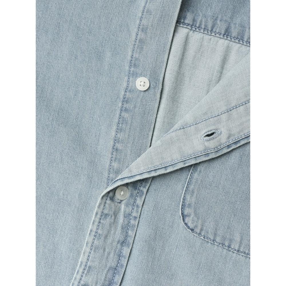 Levis Plain Minimalist Comfortable Denim Long Sleeve Shirt Men Shirts Light-Blue 002HI-0001