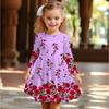 Vestito Casual da Bambina con Stampa Floreale 3D, Girocollo, Manica Lunga, Vestito da Principessa per Bambini
