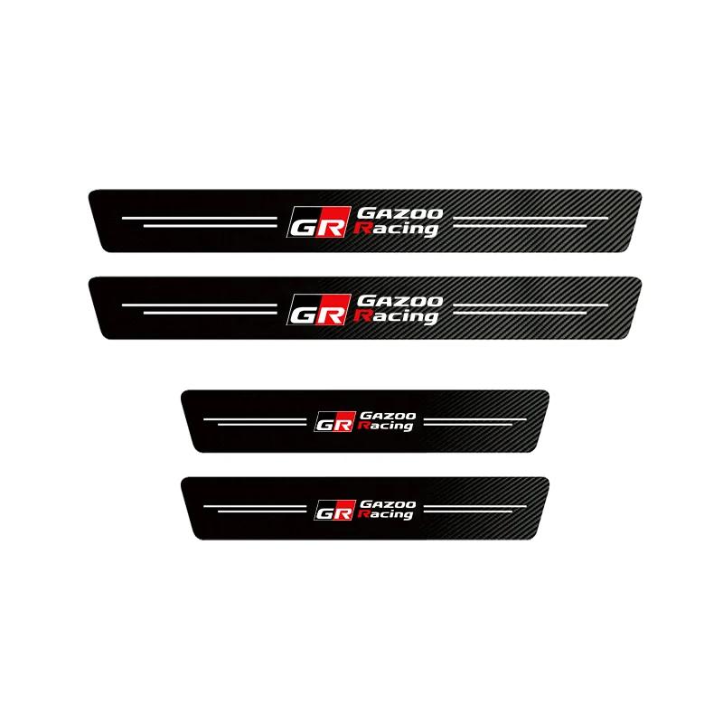 1/4/5Pcs Car Door Sill Scuff Plate Decor Carbon Fiber Stickers For S3 Gazoo Racing Avanza Alphard Scion Vellfire Hilux Aygo JH3