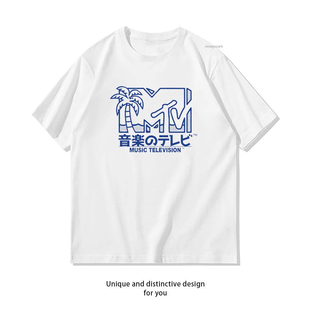 

MTV Retro Beach Simple Japanese Kanji MTV Classic TShirt Women Unisex Casual cotton printed t shirts streetwear tops tee 3XL