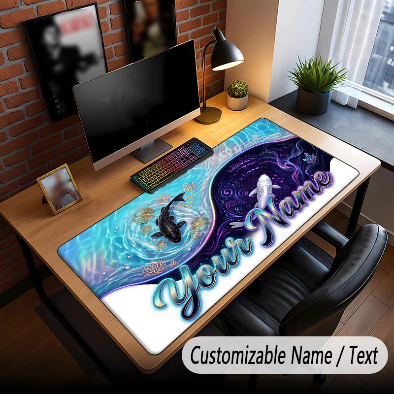 Fish Ocean Theme Custom Mouse Pad Personalized With Name Text Customized Desk Mat For Office Home Decor