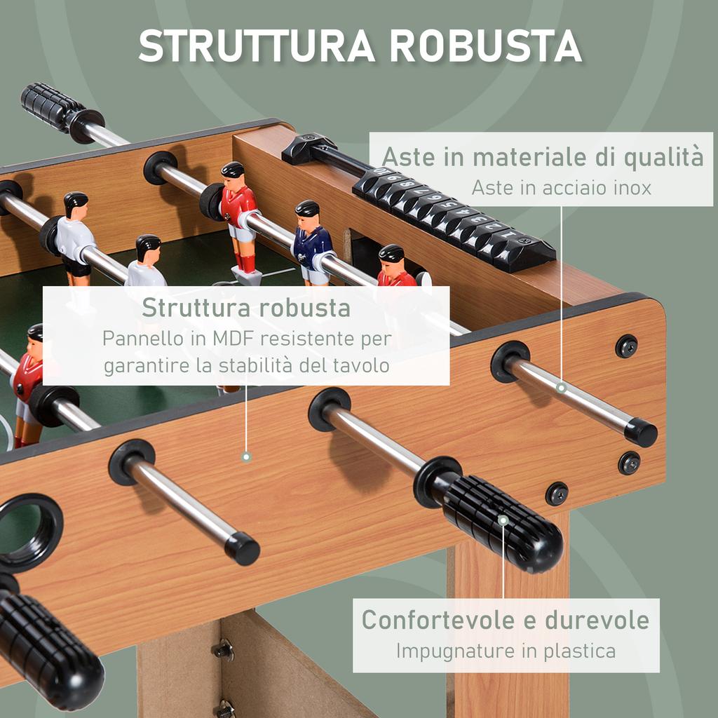Professional Foosball Table for Children and Adults with Rods in MDF Wood 92x46x78cm
