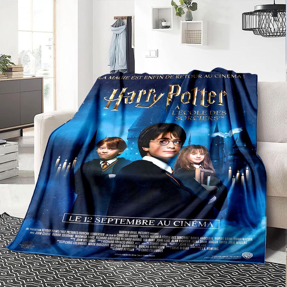 1pc Harry Potter A L'Ecole des Sorciers Flannel Blanket Soft Warm Throw for Home, Office, Travel, All-Season Cozy Bedding GiftL1232