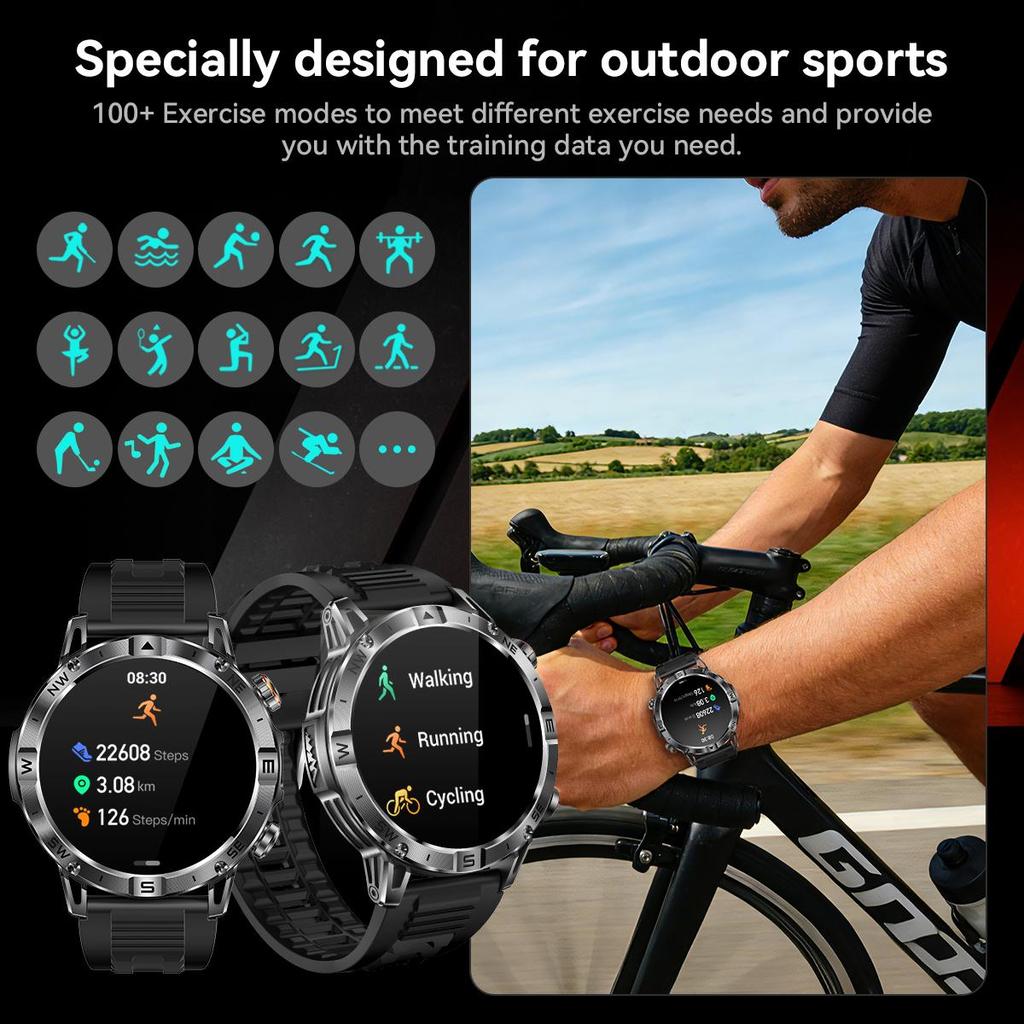 Smartwatch QTLLBT with 100+ Sports Modes, Answer/make Calls, Fitness Activity Tracker, Pedometer, Custom Watch Faces, Weather