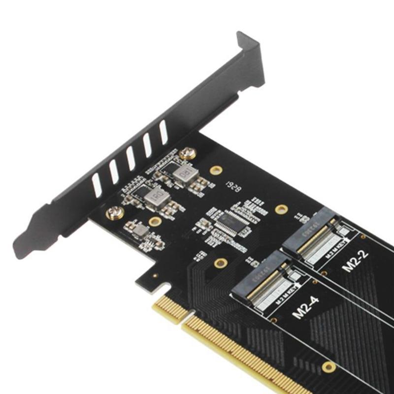 4 M.2 NVMe SSDs Expansion Adapter For PCIe 5.0 X16 Support Up To 4 Drive Large Storage Capacity And RAIDs Management