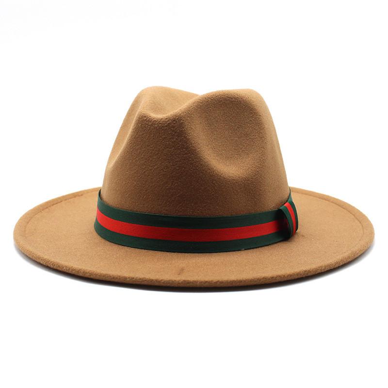 Fall Winter Fedora Hat For Men Women With Leopard Print Wool Felt Wide Brim Sun Protection