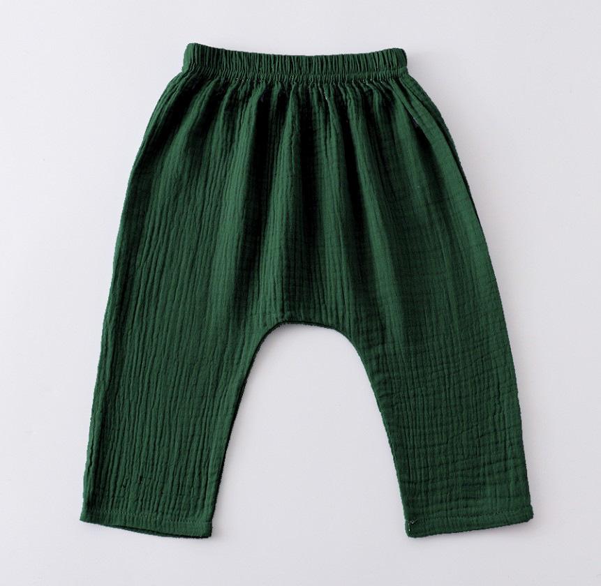 Children's Summer Cotton-Linen Blend Lightweight Breathable Cropped Pants Solid Color Mosquito-Resistant Harem Pants