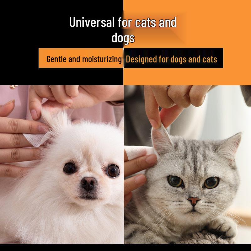 130 Pet Tear Stain & Ear Cleaning Wipes for Cats & Dogs - Eye Safe, Odor Removal