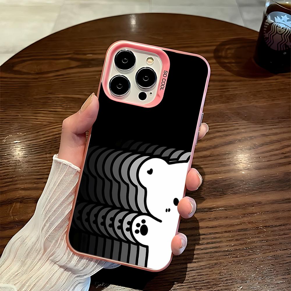 Cute and beautiful Phone Case Colored Silvery Metal IMD FOR IPhone 15 14 11 12 Pro 13 16 Pro MAX XR XS Matte Transparent Cover
