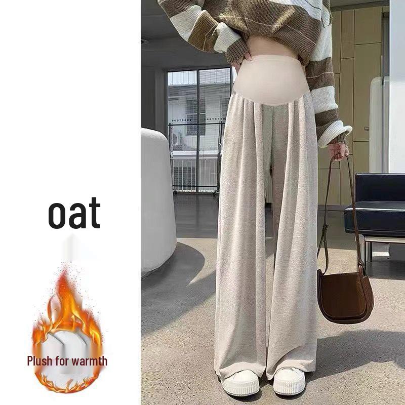 Maternity Wide-Leg Belly Support Pants - Autumn/Winter Fashion, Plus Velvet