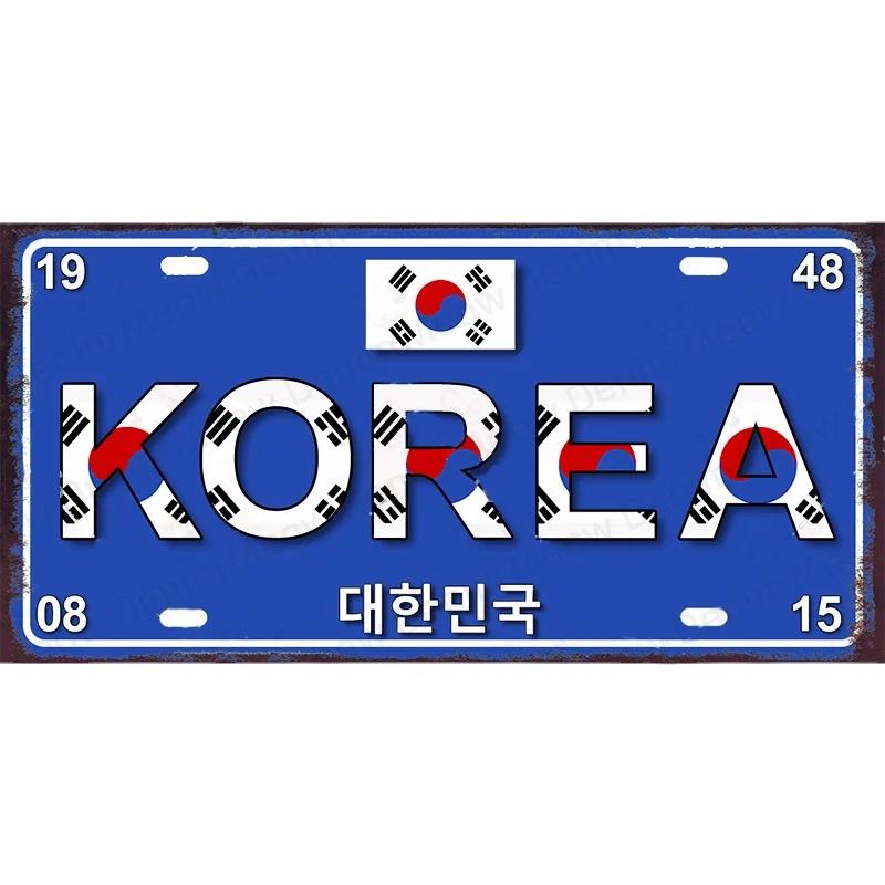 Country Metal Sign License Plate France Russia Tin Sign Car Garage Motorcycle Decoration Spain Poland London Number Plate N39