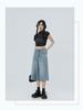 2025 Spring/Summer Women's High-Waisted Wide-Leg 7/8 Jeans - Slimming Straight-Leg, Versatile American Style