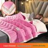 Thick Three-Layer Quilted Milk Velvet Lambswool Flannel Blanket for Autumn and Winter Warmth