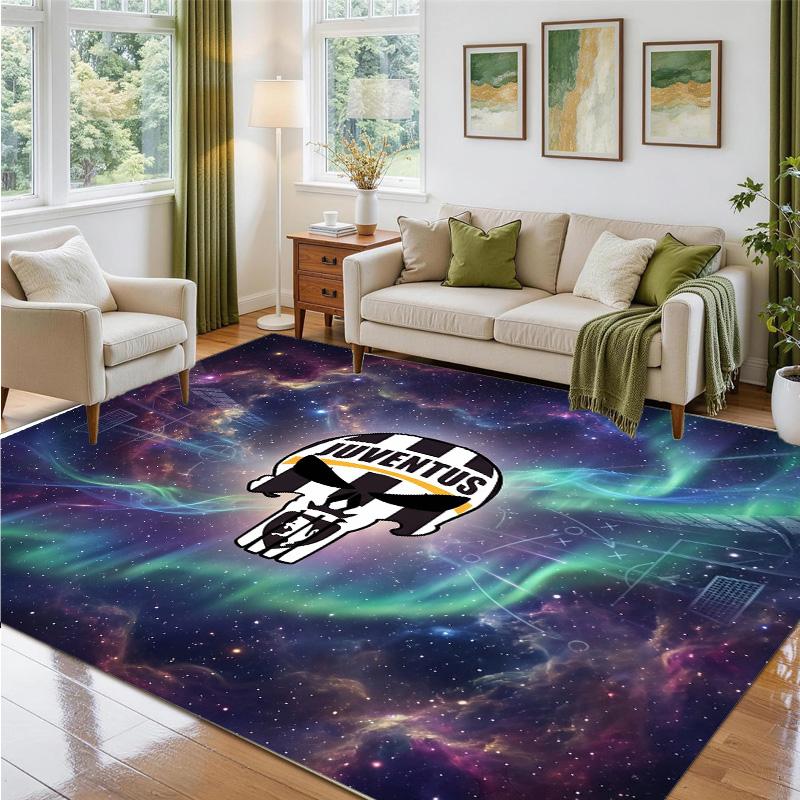 Juventus FC Design Crystal Velvet Rug Soft Decorative Mat for Bedroom Entrance