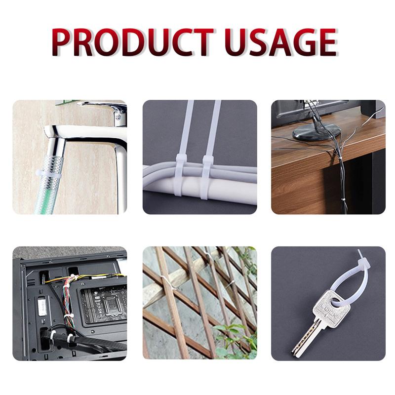 100 Teile/beutel Selbstsichernde Kunststoff Nylon Kabelbinder Organizer Schleife Wicklung Zip Kabelbinder Weiß Schwarz Kabelbinder Set Industria