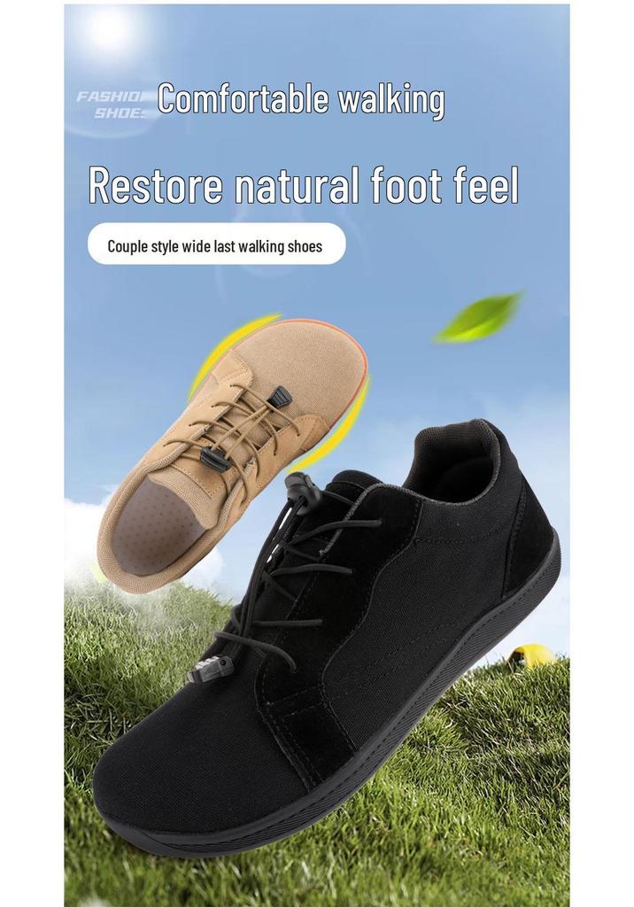 Men's Plus Size Wide Toe Barefoot Hiking Shoes - Breathable, Non-Slip, Lightweight Casual Footwear