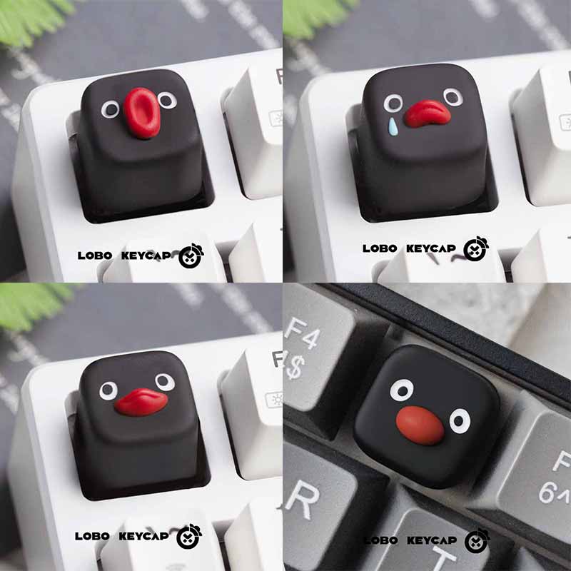 Fun Pingu Series Multiple Expressions Cute Penguin Style Mechanical Keyboard Replace Keycap Resin Material Esc Periphery Gifts