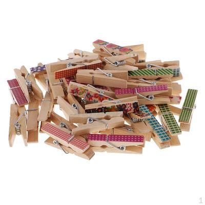 50 Pieces Mixed Color Christmas Patterned Mini Pegs Photo