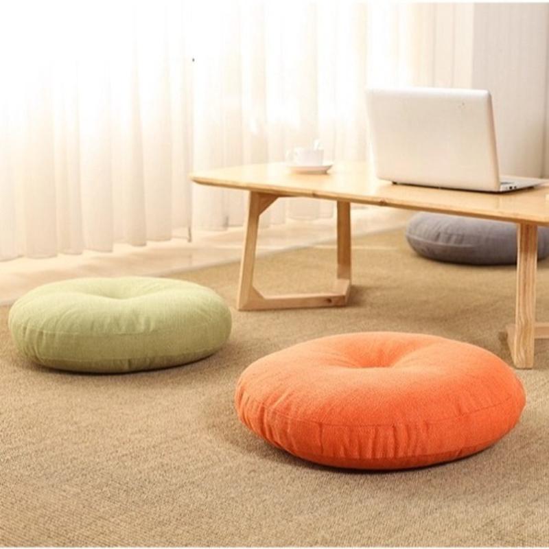 Stupně pohodlí Meditační podlahový polštář - Jednobarevný kulatý bavlněný lněný polštářek Tatami Měkký sedák pro domov Ložnice Obývací pokoj