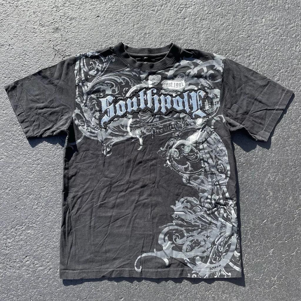 Sommerliches Y2K Vintage-T-Shirt für Damen, Oversized-Punk-Grafik im Hip-Hop-Stil, Streetwear, Kurzarm, Herren-T-Shirt-Top