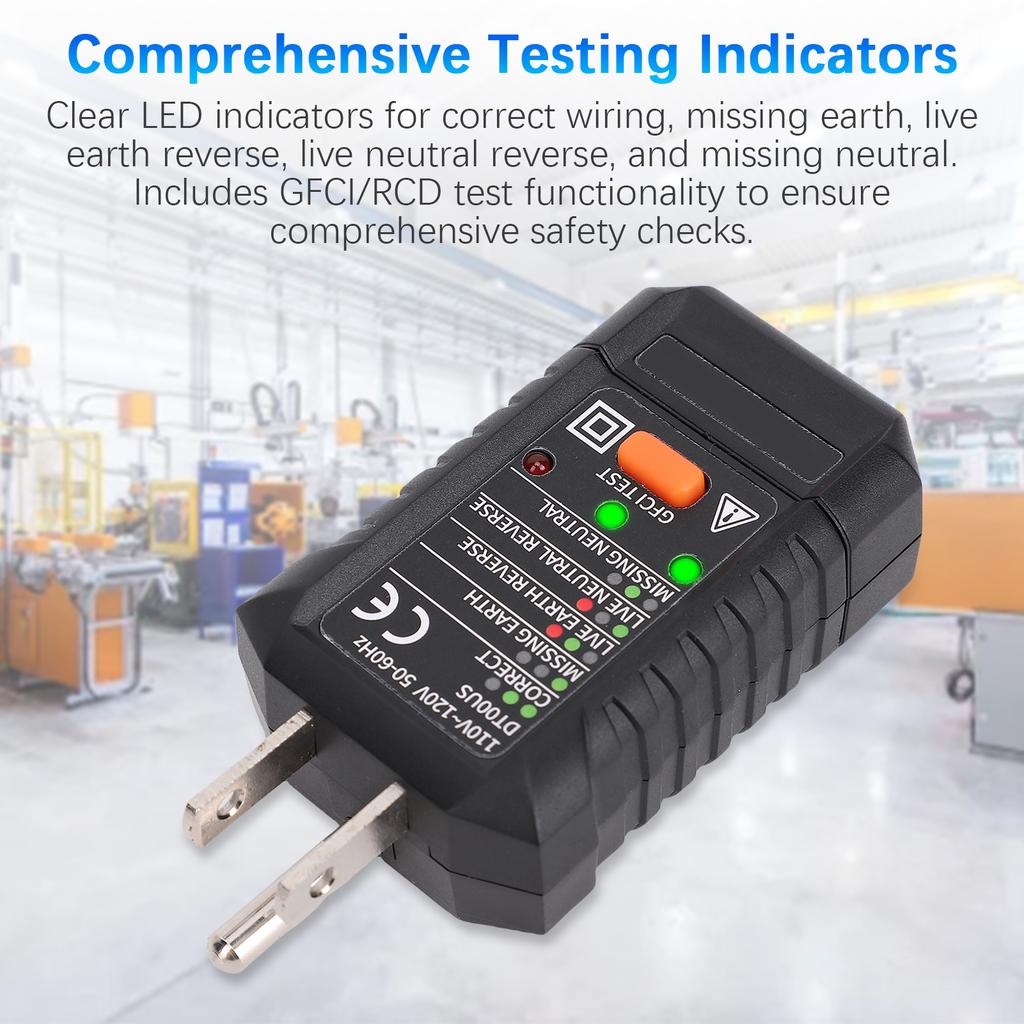 Outlet Tester, Portable Electrical Socket Tester   110V 120V AC Receptacle Analyzer with GFCI RCD Test, Live Neutral