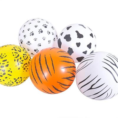 12-Inch Animal Print Balloons: Dog Paw, Leopard, Cow Stripe Latex for Party Decoration
