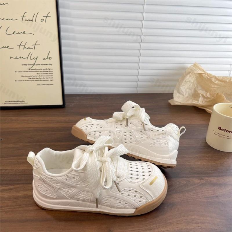 Women's Breathable Sneakers 2025 Summer New Mesh Round Toe Lace Up Casual Shoes Lightweight Comfortable Soft Sole Running Shoes