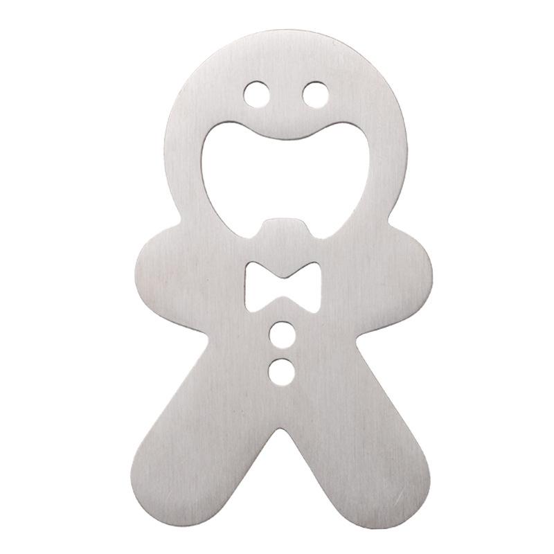 

5pcs/1pc Stainless Steel Bottle Openers - Ideal for Beer, Soda, Kitchen & Holiday Decor (Christmas Gift), Gingerbread Design