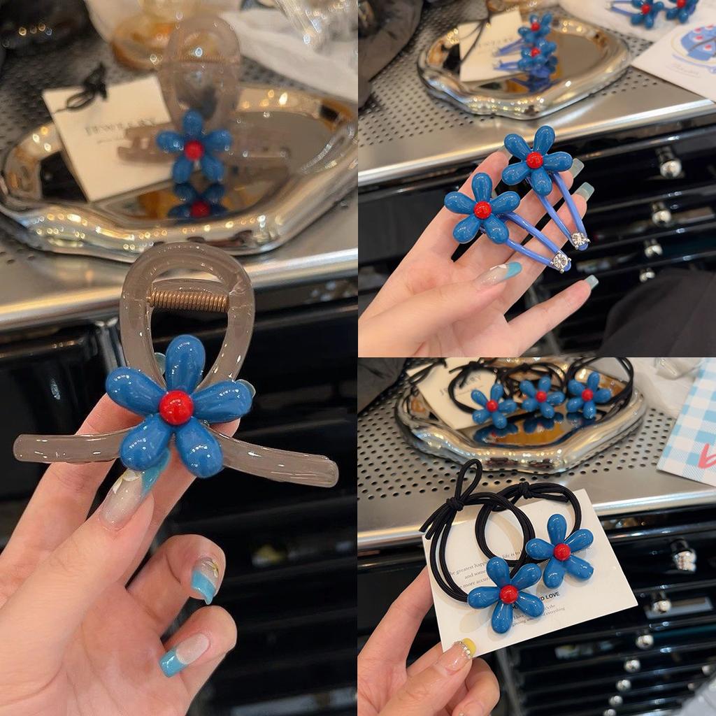 Sky Blue Flower Hair Claw Clips Sweet Girls Clamp Barrettes Exquisite Elegance Shark Crab Clips Women Hair Accessoires