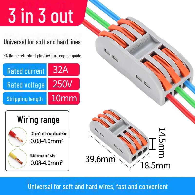 Terminal de conectare rapidă PCT SPL-12345: Conector electric multifuncțional cu 2 poziții pentru cabluri de calibru 4, 2 intrări, 2 ieșiri