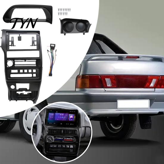 Replacement Dashboard Trim 9 Inch Car Radio Dash Fascia Kit for Lada Samara 2002-2014 Left Non Destructive Installation Hand Drive, Stereo Frame
