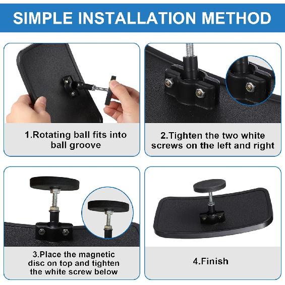 Magnetic Forklift Rearview Mirror 2 Pack, Forklift Universal Side Mirror, Suitable for Most Forklift Types, 360 Degrees Adjustable Wide Angle,
