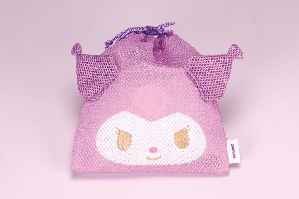 Skater Mesh Drawstring Pouch, Fully Washable, Breathable, Sanrio Kuromi ZKM1-A