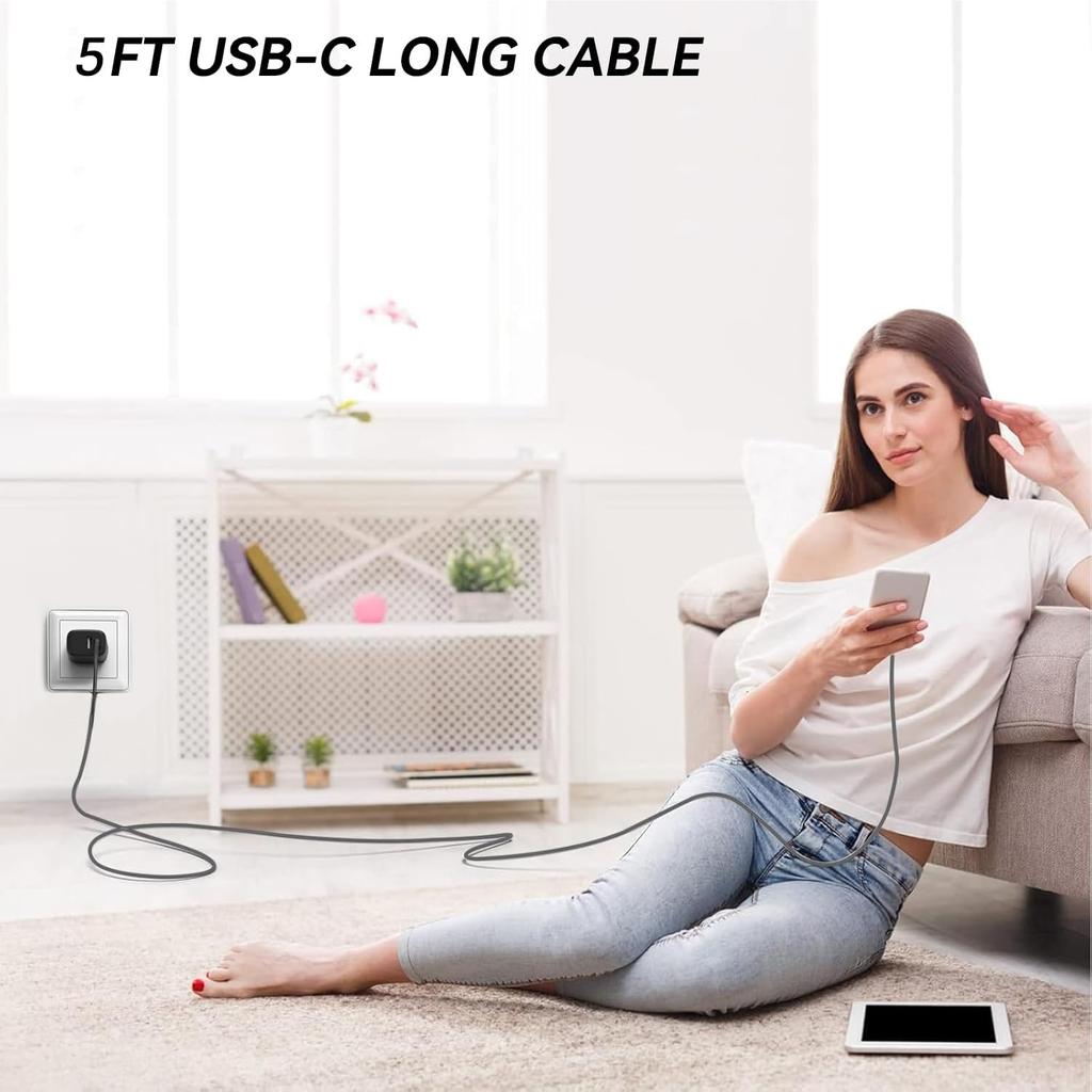 iPhone 16 Charger, 2-Pack 20W Dual Port USB C Charger Block with 2-Pack 5FT Type C to C Cable, Type C Charging Block for iPhone 16/16 Pro/15/15