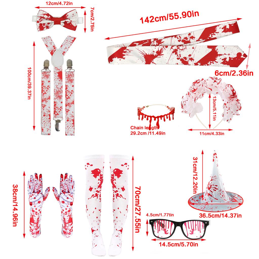 Splattered Blood Glasses Halloween Pointed Hat Bloody Gloves Stockings Decorative Glasses Halloween Costume Accessories