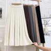Women S Thick Knitted High Waist Midi A Line Pleated Skirt
