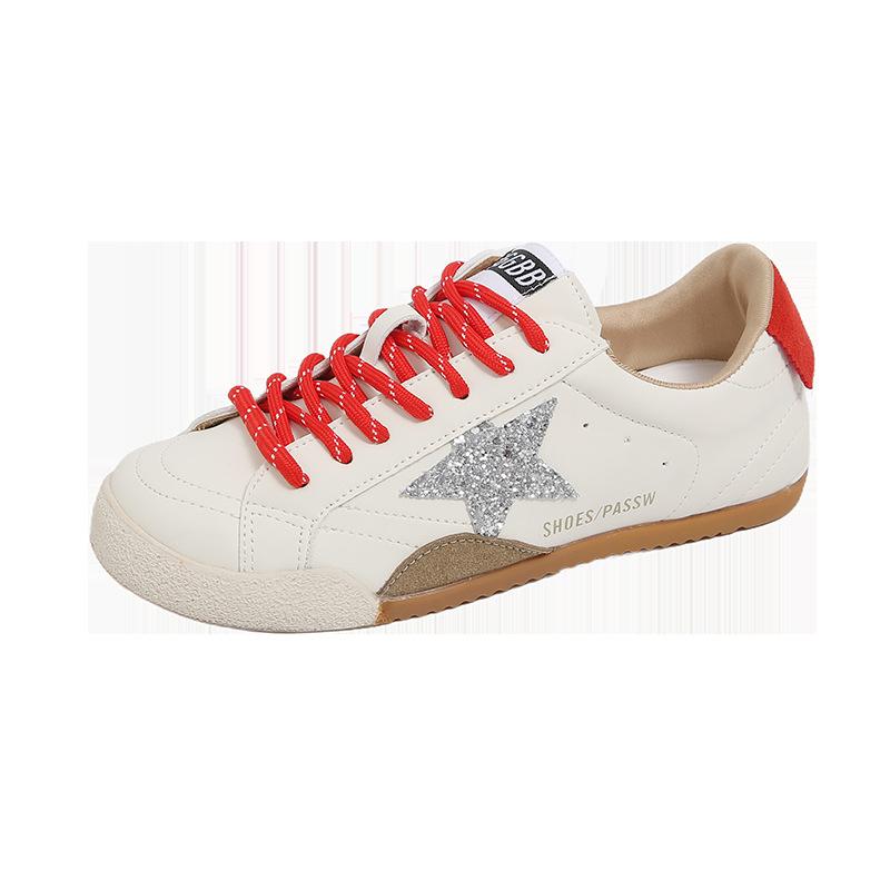Popular versatile flat-soled casual shoes trendy and comfortable niche style old stars dirty shoes color matching lace-up board shoes women