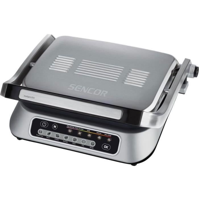 Grille de contact - Sencor - SBG 6031SS - 2100 W - 7 programmes automatiques - Plaques amovibles antiadhésives - Argent
