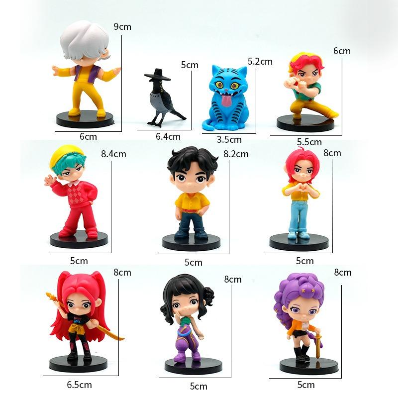 Korean Anime Q Version Boy Girl Group Demon Hunter Figure Model Tiger Crow Lumi Zoey Gashapon Ornament