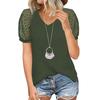European and American Women's Waffle Lace V-Neck Short-Sleeve T-Shirt - 2022 Spring/Summer Collection