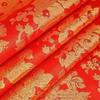 Chinese Hotel Festive Red Lantern Lampshade Gold and Silver Wire Jacquard Brocade Red Background Gold Silk Brocade Jacquard