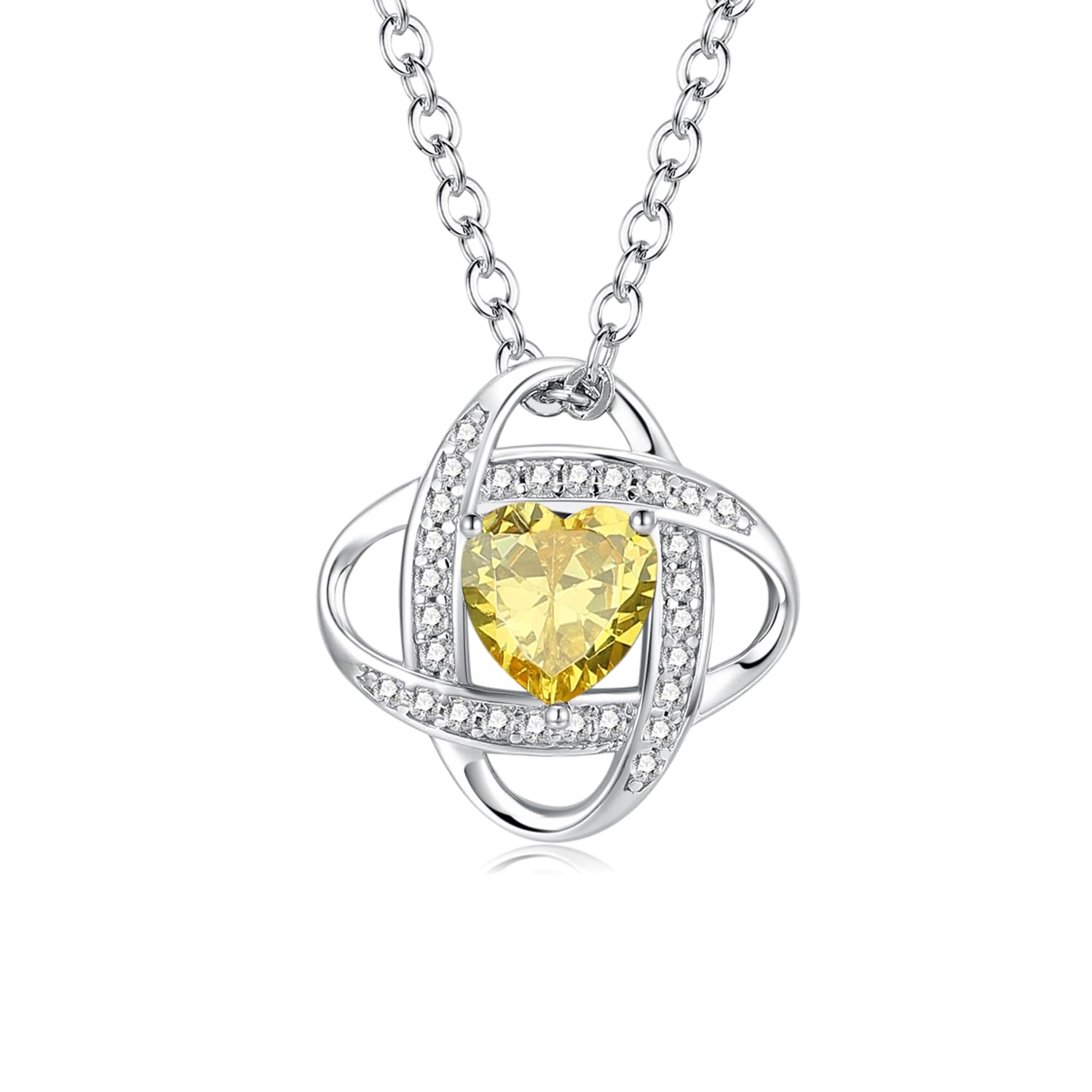 

Ожерелье из натурального камня цитрин, камень ноября, серебро S925, платиновое покрытие, украшения, рождественские подарки на день рождения, упаковочные материалы включены [AGVANA]