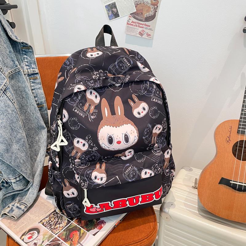 

School bag new backpack female middle school student children s backpack ultra-light high-value pendant backpack single bag чёрный